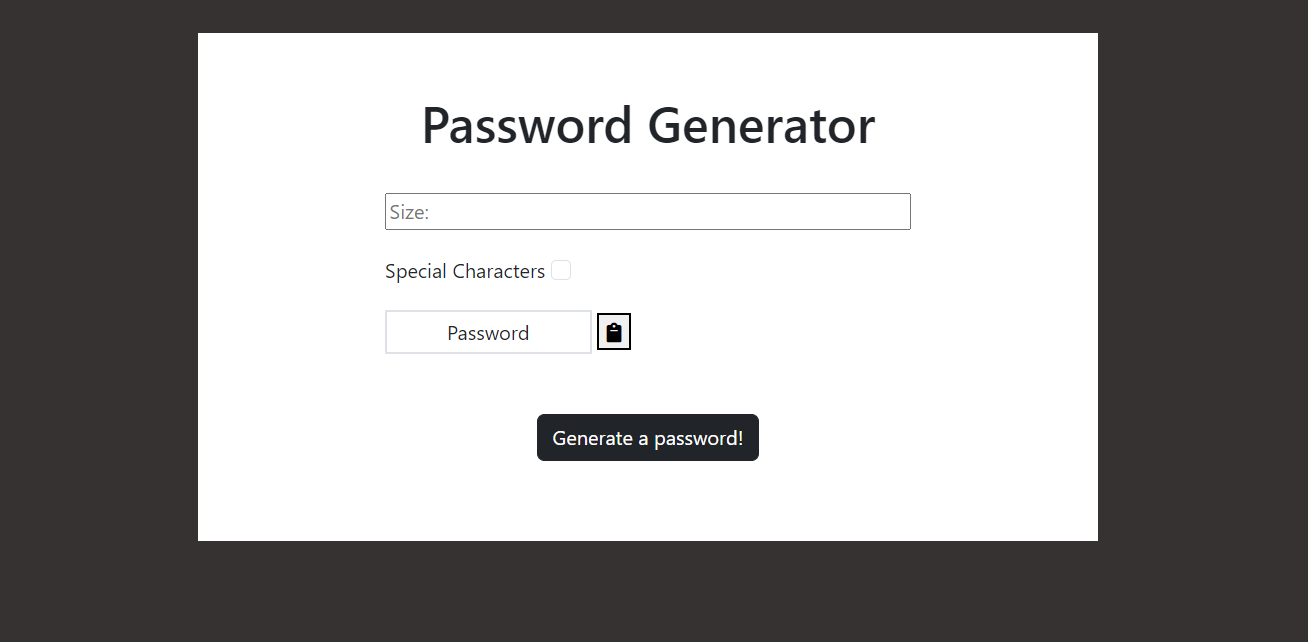 preview of Password Generator